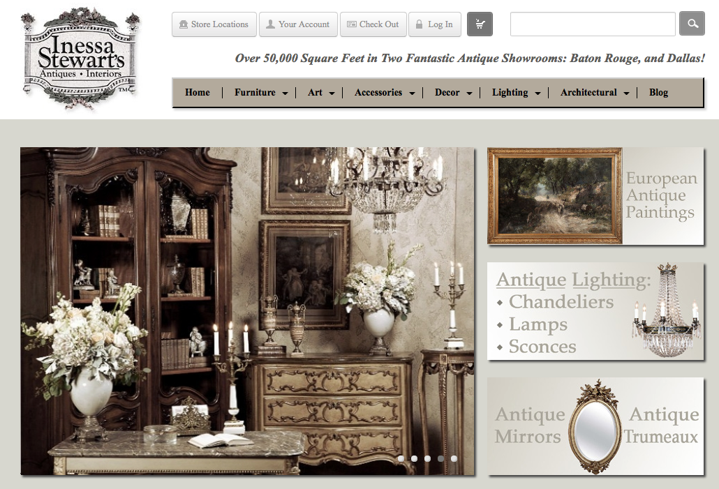 Antique store online front page preview