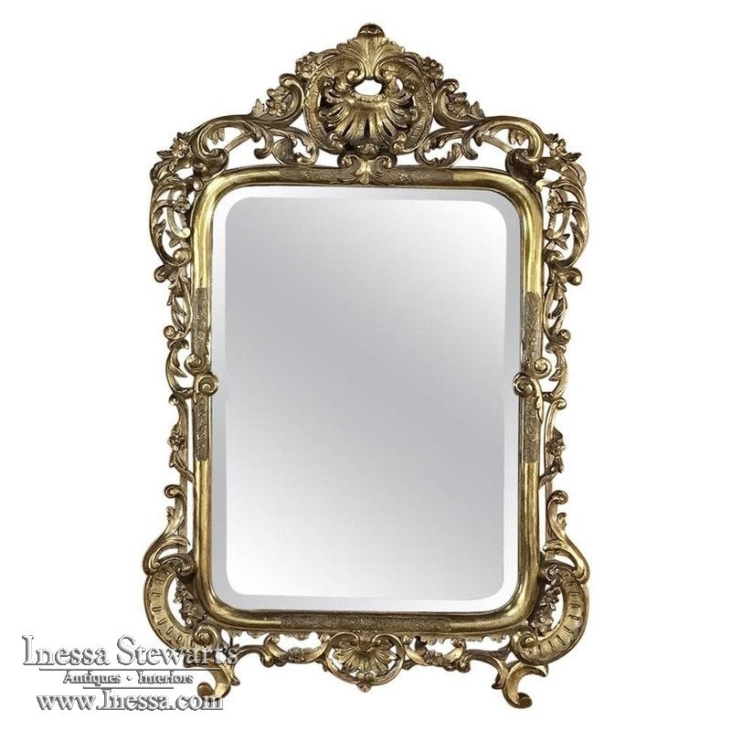 Mid-19th Century Italian Baroque Giltwood Mirror