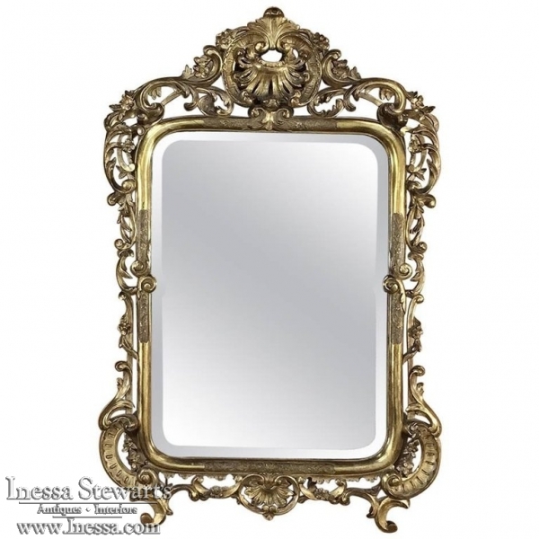 19th Century Italian Hand Carved Baroque Giltwood Mirror