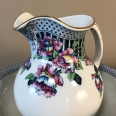 Antique English Transferware Washstand Pitcher & Bowl ca. 1900