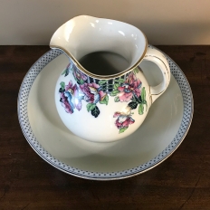 Antique English Transferware Washstand Pitcher & Bowl ca. 1900