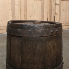 19th Century French Banded Oak Stave Barrel