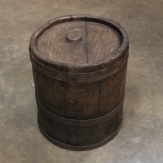 19th Century French Banded Oak Stave Barrel