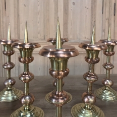 Rare Set of Six 18th Century Dutch Copper & Brass Candlesticks