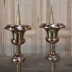 Rare Set of Six 18th Century Dutch Copper & Brass Candlesticks