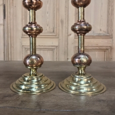 Rare Set of Six 18th Century Dutch Copper & Brass Candlesticks