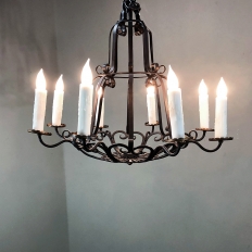 Antique Country French Hand Forged Wrought Iron Chandelier