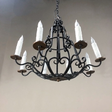 Antique Country French Hand Forged Wrought Iron Chandelier