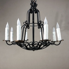 Antique Country French Hand Forged Wrought Iron Chandelier