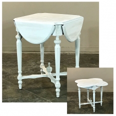 Painted Solid Oak Louis XVI Style Drop Leaf Clover Table