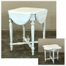 Painted Solid Oak Louis XVI Style Drop Leaf Clover Table