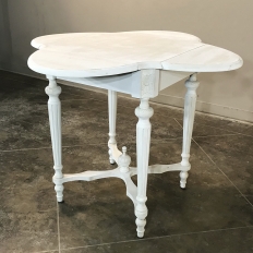 Painted Solid Oak Louis XVI Style Drop Leaf Clover Table