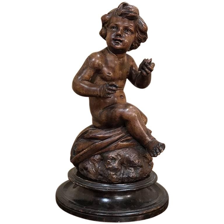 18th Century Hand Carved Wood Statue of a Little Boy - Inessa Stewart's ...