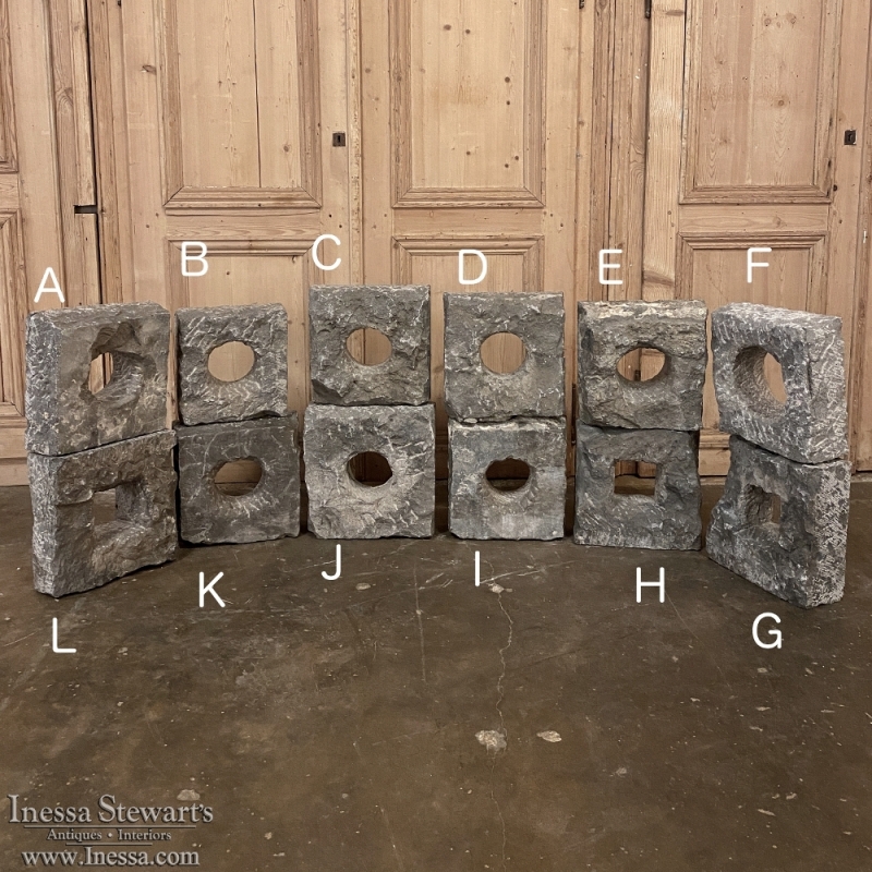 18th Century Decorative Carved Granite Architectural Blocks