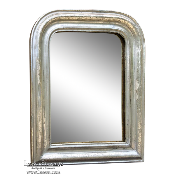 19th Century Petite French Louis Philippe Period Silver Gilded Mirror