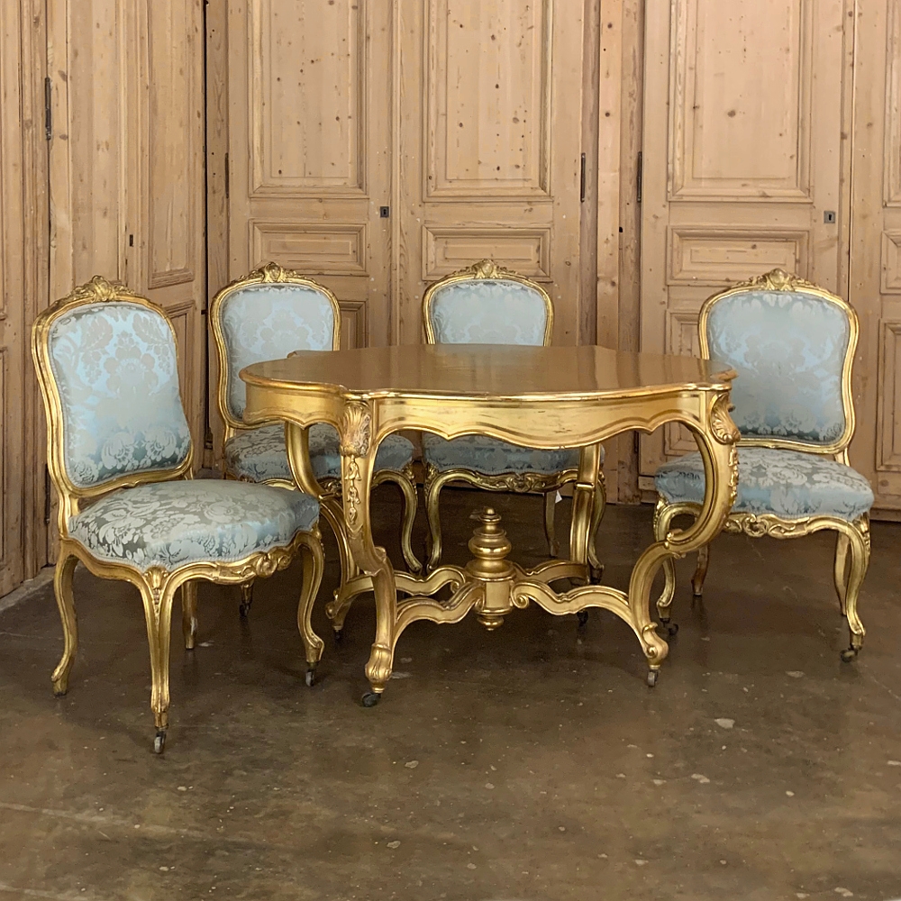 Pair of French 19th Century Gold Gilt Louis XV Armchairs - Fireside Antiques