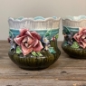 Pair 19th Century French Faience Barbotine Jardinieres ~ Cachet Pots