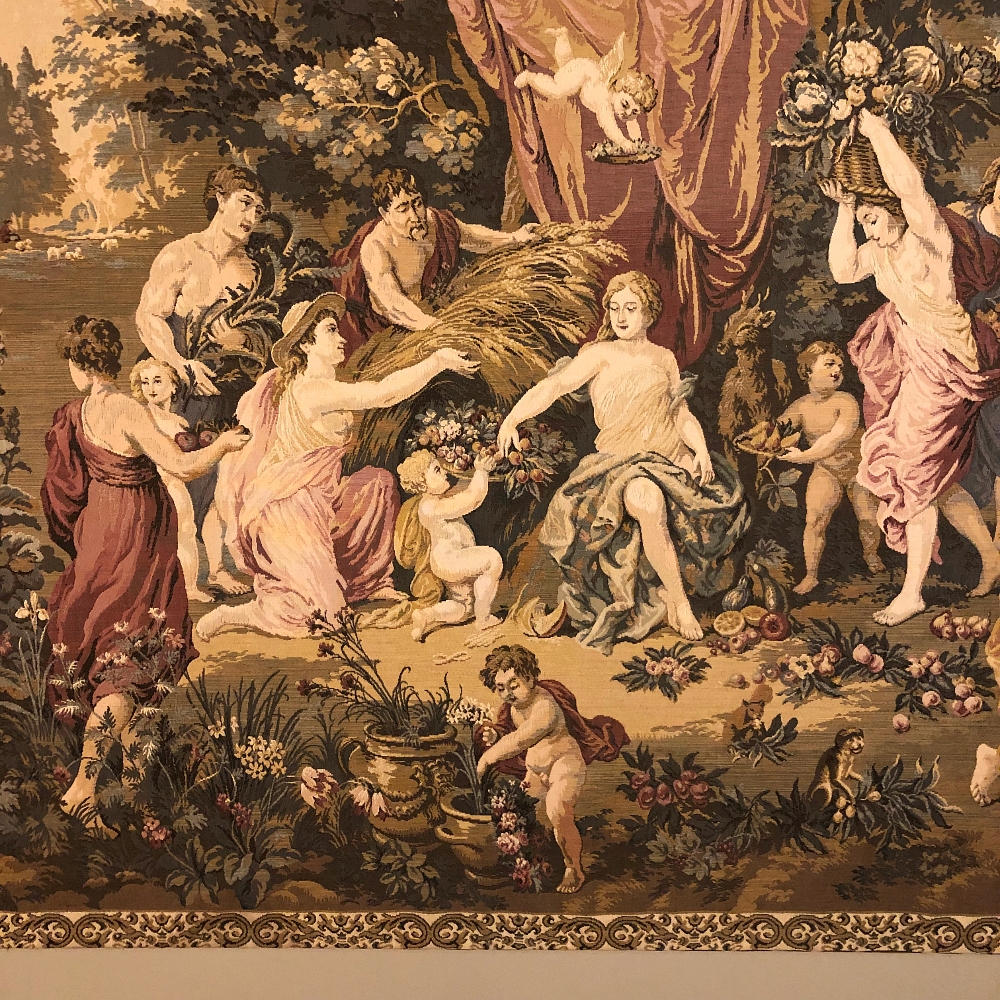 Antique France Gobelin Tapestry Versailles Victorian Garden Scene made  FRANCE