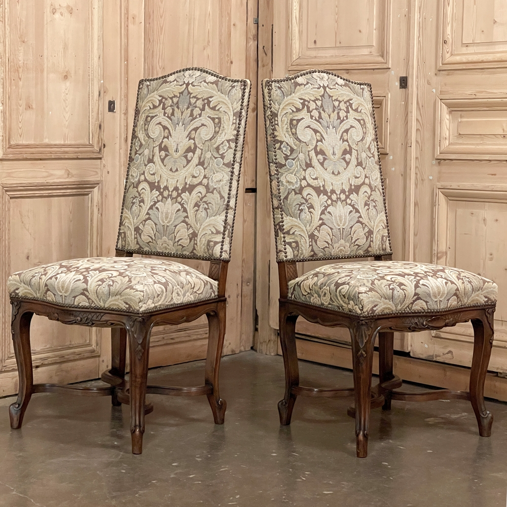 Antique Pair of French Louis XV Style Walnut & Tapestry Salon