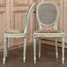Pair Antique French Louis XVI Chairs with Distressed Painted Finish