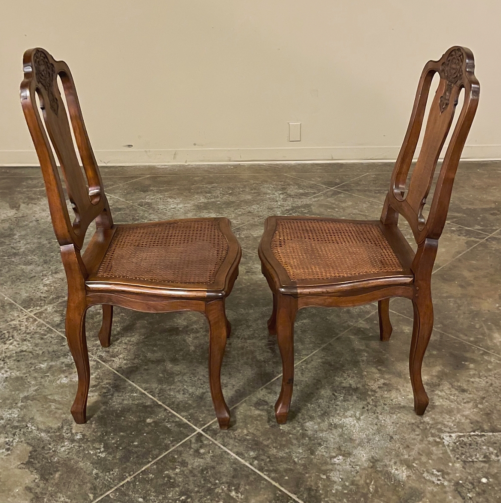 Set of Eight Louis XV Style Caned Walnut Dining Chairs - Erin Lane Estate