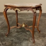 19th Century French Louis XV Carved Walnut Marble Top End Table