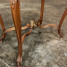 19th Century French Louis XV Carved Walnut Marble Top End Table