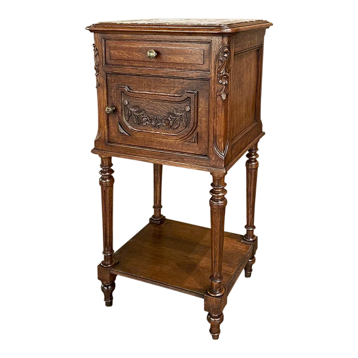 Antique French marble top nightstand.