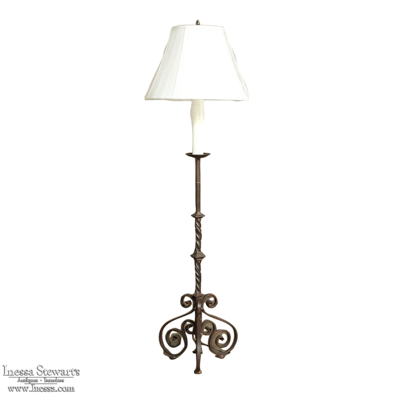 19th Century French Torchere Wrought Iron Floorlamp