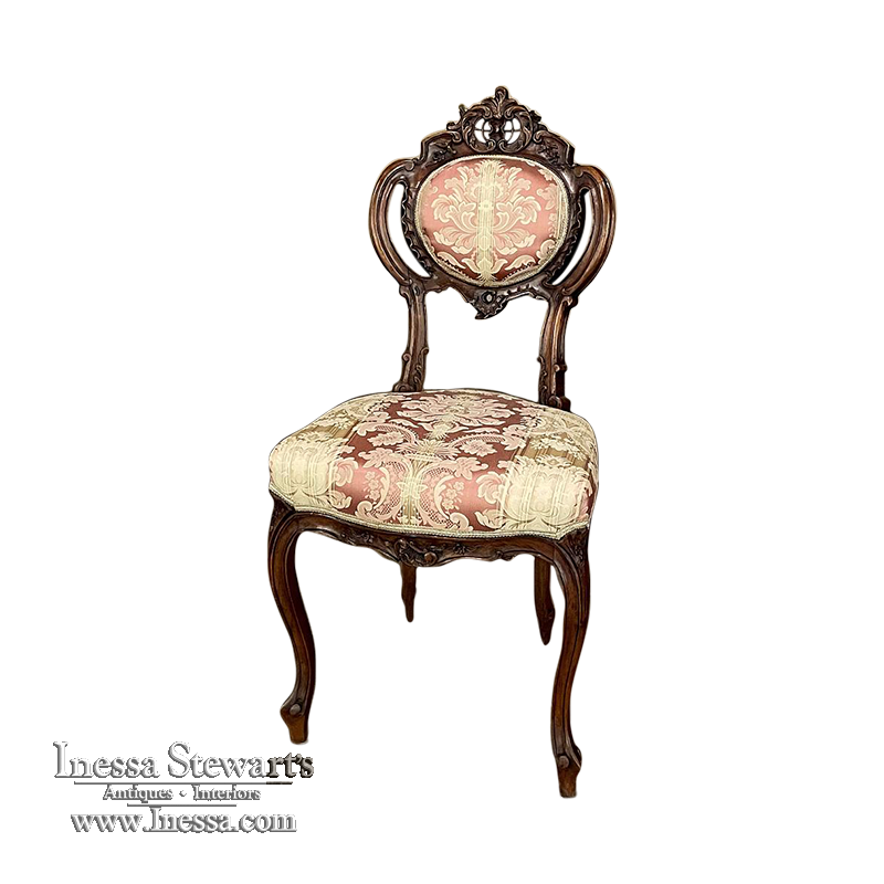 Vintage French Louis XV Rococo Style Carved Back Parlor Chair
