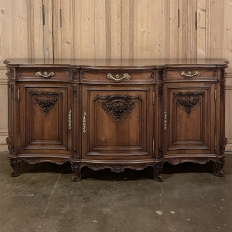 Grand French Louis XIV Serpentine Solid Walnut Buffet