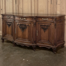 Grand French Louis XIV Serpentine Solid Walnut Buffet