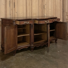 Grand French Louis XIV Serpentine Solid Walnut Buffet