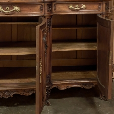 Grand French Louis XIV Serpentine Solid Walnut Buffet