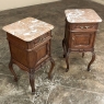 Pair Antique French Louis XV Marble Top Nightstands