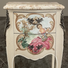 Pair Vintage Italian Painted Marble Top Nightstands
