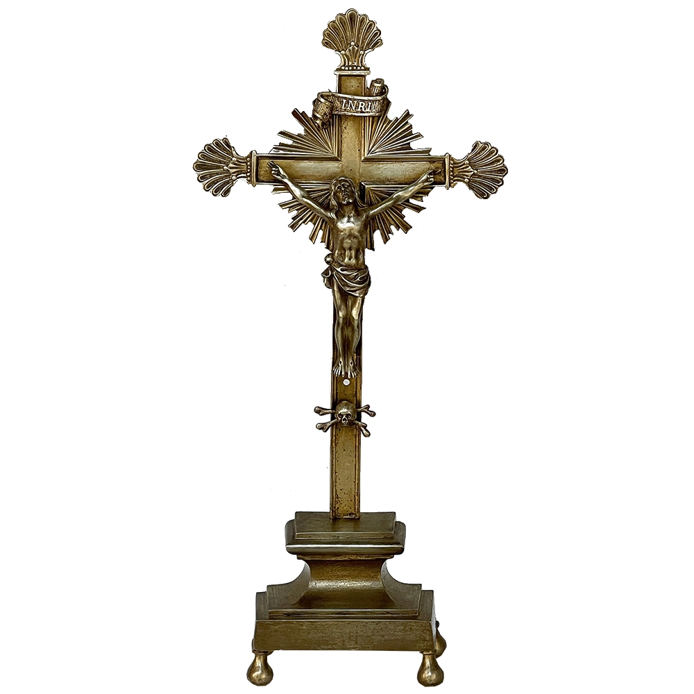 19th Century French Gothic Free Standing Repousse Brass Church