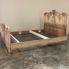 Antique French Louis XIV QUEEN Bed in Stripped Oak