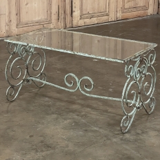 Belle Epoque Period French Painted Wrought Iron & Glass Coffee Table