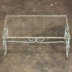 Belle Epoque Period French Painted Wrought Iron & Glass Coffee Table