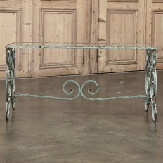 Belle Epoque Period French Painted Wrought Iron & Glass Coffee Table