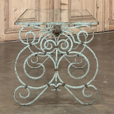 Belle Epoque Period French Painted Wrought Iron & Glass Coffee Table