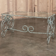 Belle Epoque Period French Painted Wrought Iron & Glass Coffee Table