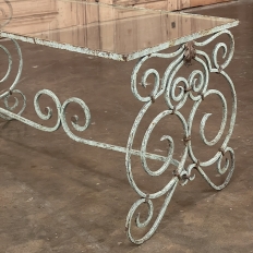 Belle Epoque Period French Painted Wrought Iron & Glass Coffee Table