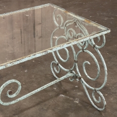 Belle Epoque Period French Painted Wrought Iron & Glass Coffee Table