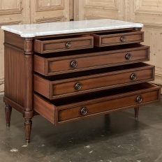 Antique French Louis XVI Mahogany Commode with Carrara Marble Top