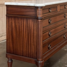 Antique French Louis XVI Mahogany Commode with Carrara Marble Top