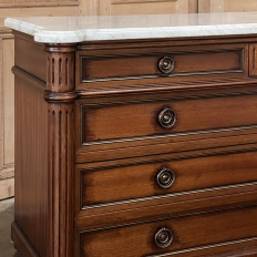 Antique French Louis XVI Mahogany Commode with Carrara Marble Top