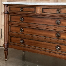 Antique French Louis XVI Mahogany Commode with Carrara Marble Top