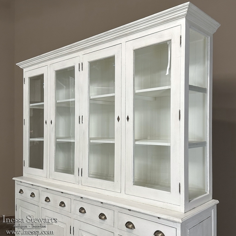 Grand Antique Neoclassical Painted Bookcase - Inessa Stewart's Antiques